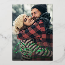 Merry Christmas Green Foil Photo Overlay