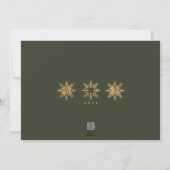 Merry Christmas Green & Gold Foliage & Snowflakes Holiday Card (Back)