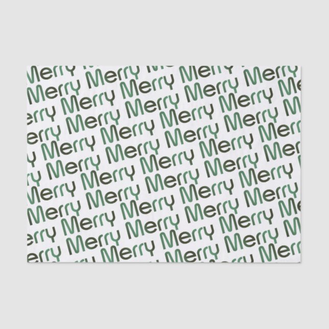Merry Christmas Green Gradient Text Holiday Tissue Paper (Front)
