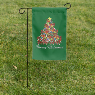 Merry Christmas Green Holiday Garden Flag