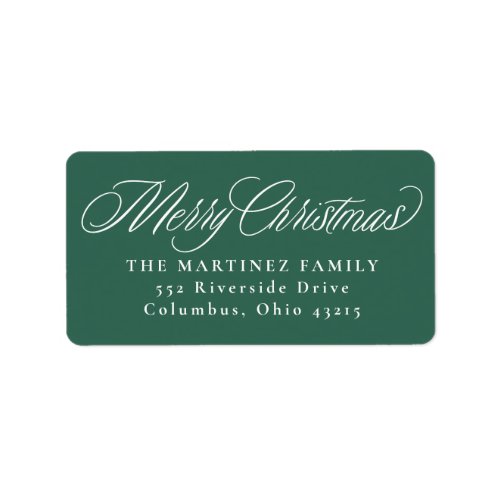 Merry Christmas green holiday return address Label