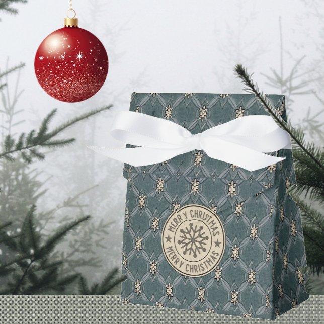 Merry Christmas Green Ivory Flower Leaf Lattice Favor Boxes (Creator Uploaded)