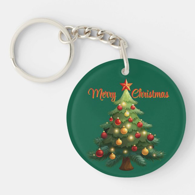 Merry Christmas green key ring (Front)