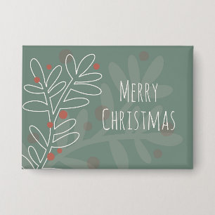 Merry Christmas green mistletoe Button
