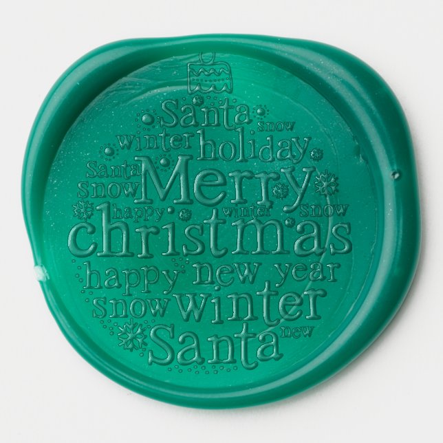 Merry Christmas Green Modern Wax Seal Sticker (Front)