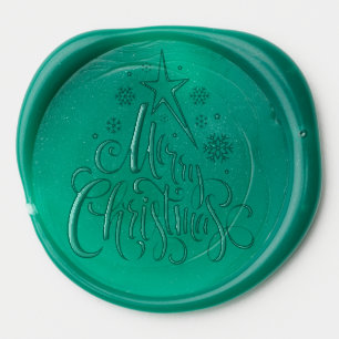 Merry Christmas Green Modern Wax Seal Sticker