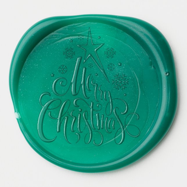 Merry Christmas Green Modern Wax Seal Sticker (Front)