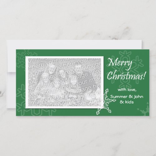 Merry Christmas Green Photo Card