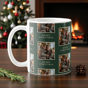Merry Christmas Green Photo Holiday Coffee Mug