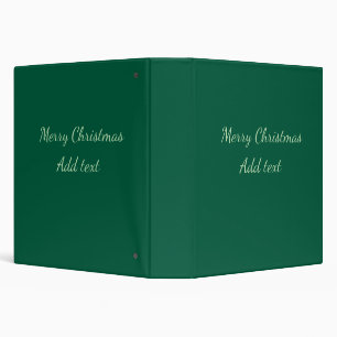Merry Christmas green plain solo background holida 3 Ring Binder