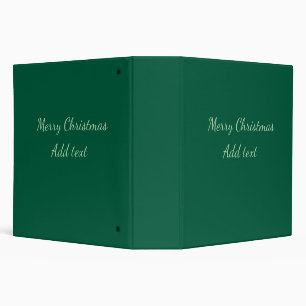 Merry Christmas green plain solo background holida 3 Ring Binder