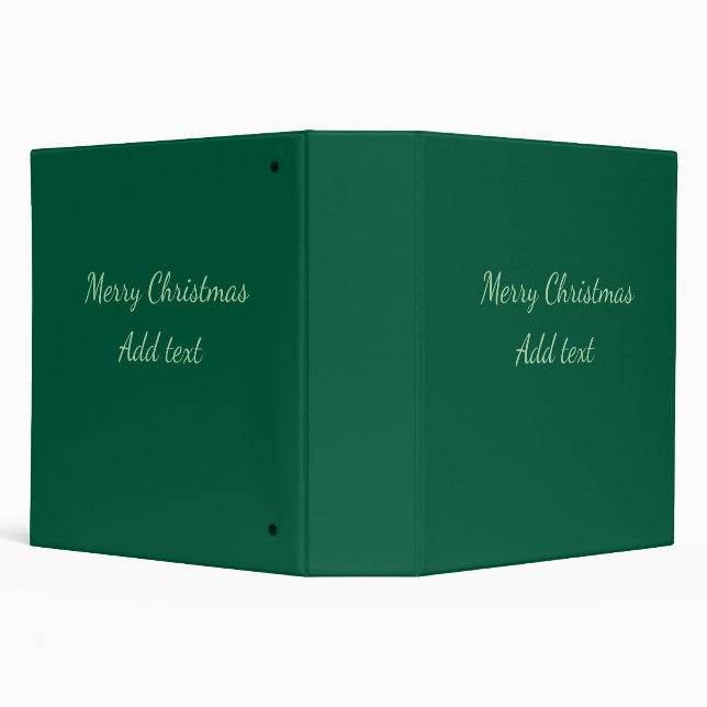 Merry Christmas green plain solo background holida 3 Ring Binder (Background)