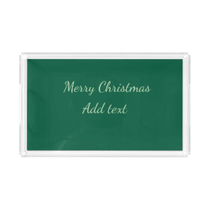 Merry Christmas green plain solo background holida Acrylic Tray