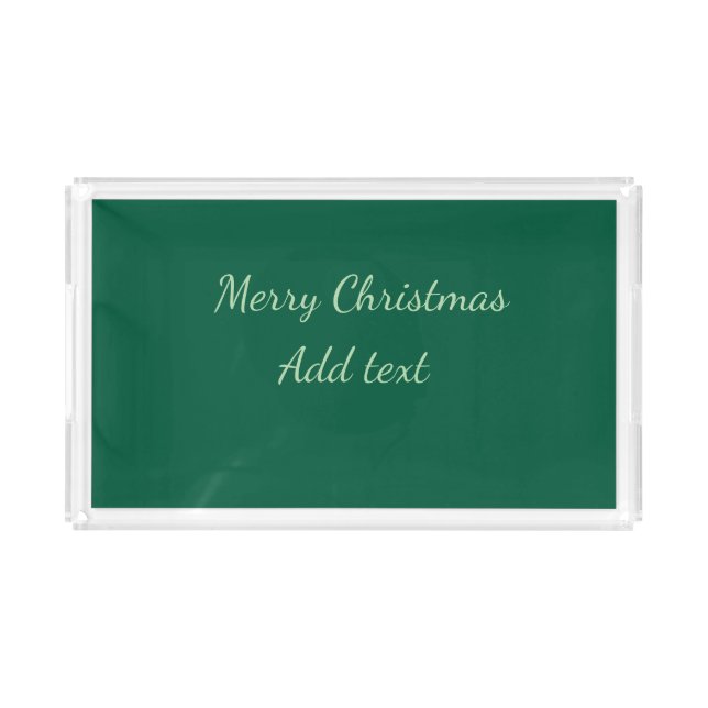 Merry Christmas green plain solo background holida Acrylic Tray (Front)