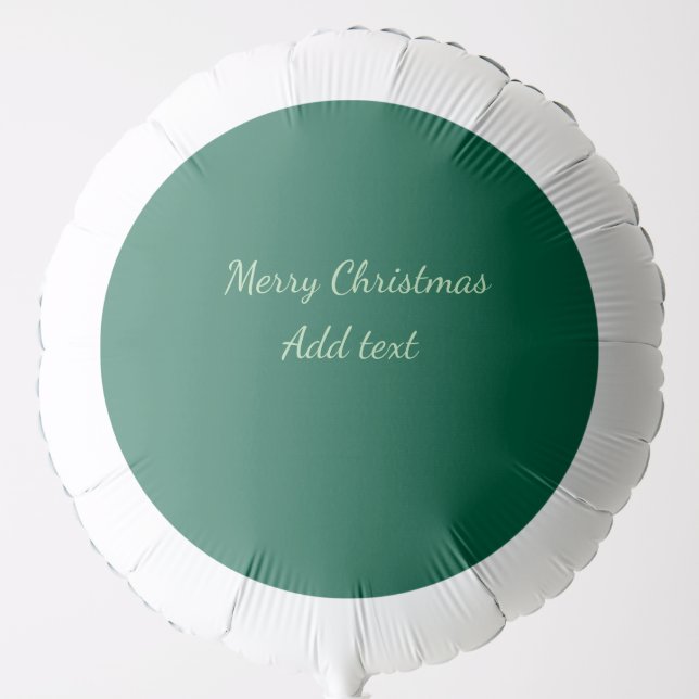 Merry Christmas green plain solo background holida Balloon (Front)