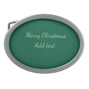 Merry Christmas green plain solo background holida Belt Buckle