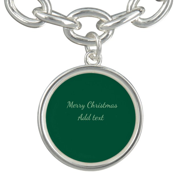 Merry Christmas green plain solo background holida Bracelet (Design)