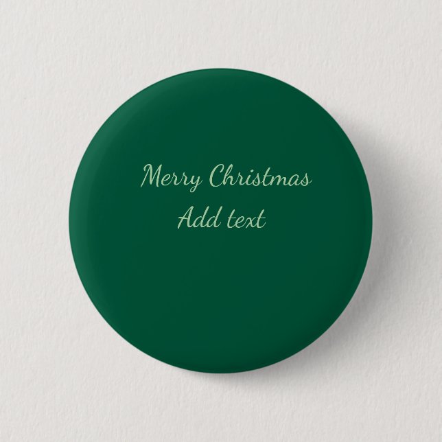 Merry Christmas green plain solo background holida Button (Front)