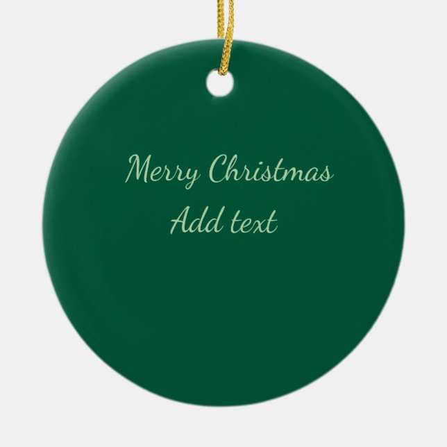 Merry Christmas green plain solo background holida Ceramic Ornament (Front)