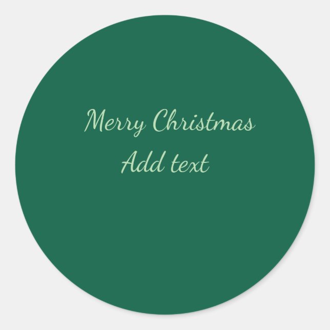 Merry Christmas green plain solo background holida Classic Round Sticker (Front)