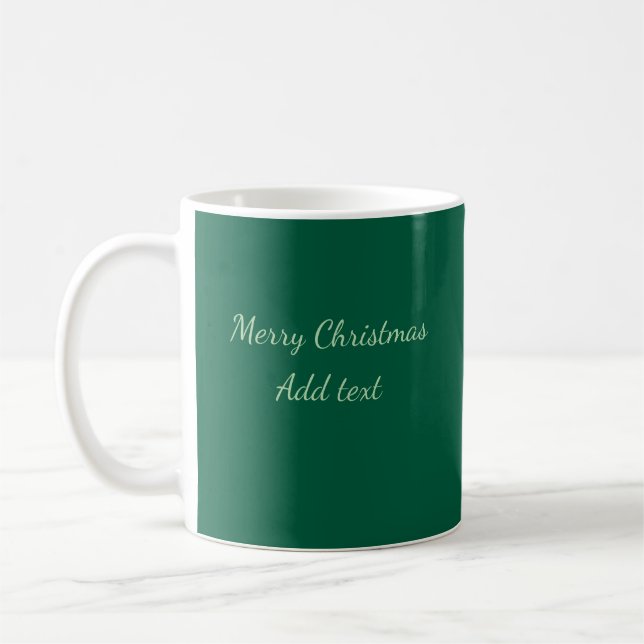 Merry Christmas green plain solo background holida Coffee Mug (Left)