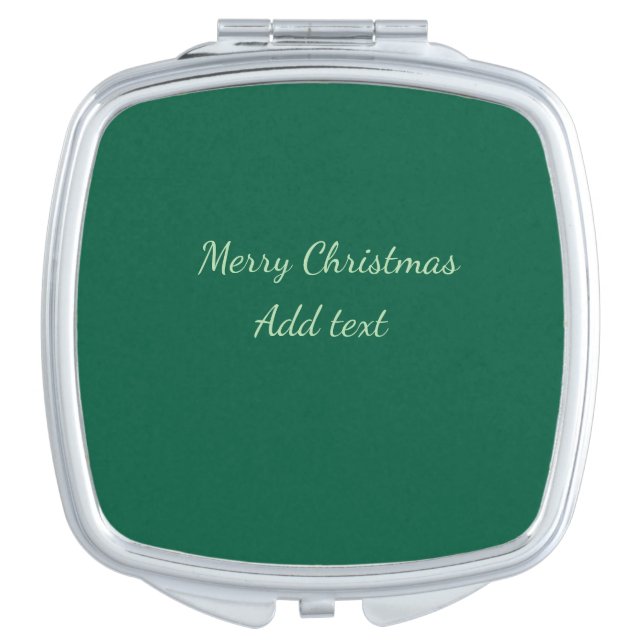 Merry Christmas green plain solo background holida Compact Mirror (Front)