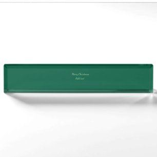 Merry Christmas green plain solo background holida Desk Name Plate