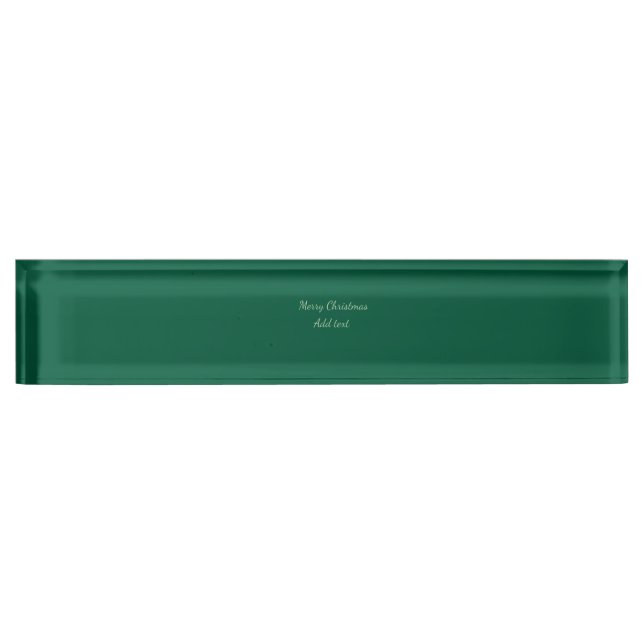 Merry Christmas green plain solo background holida Desk Name Plate (Front)