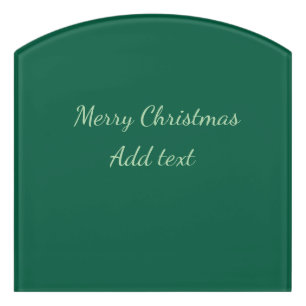 Merry Christmas green plain solo background holida Door Sign