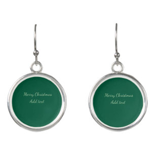 Merry Christmas green plain solo background holida Earrings