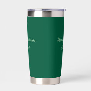 Merry Christmas green plain solo background holida Insulated Tumbler