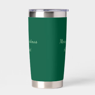 Merry Christmas green plain solo background holida Insulated Tumbler