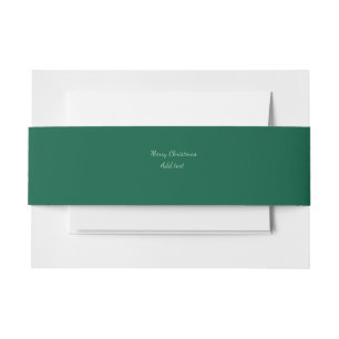 Merry Christmas green plain solo background holida Invitation Belly Band