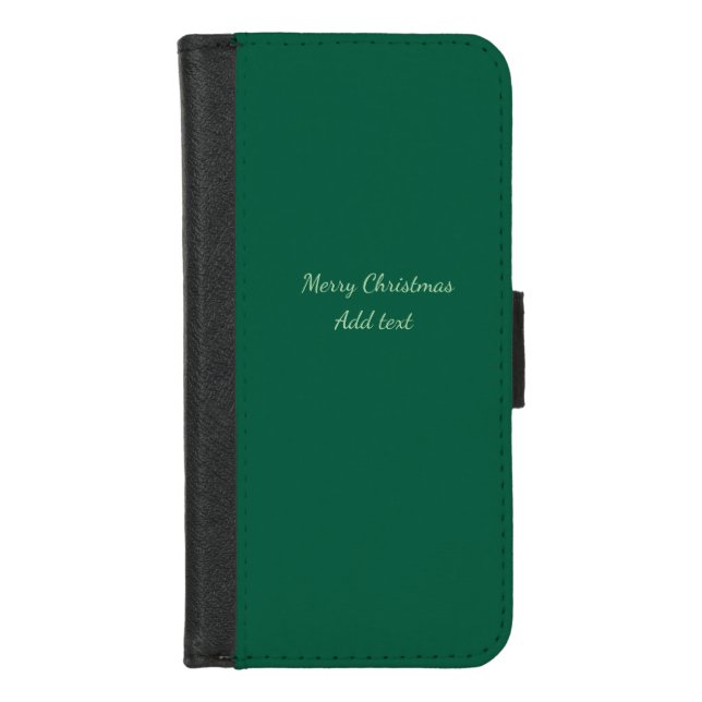 Merry Christmas green plain solo background holida iPhone Wallet Case (Front)
