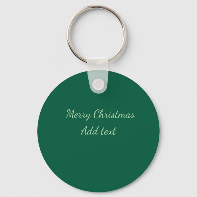 Merry Christmas green plain solo background holida Keychain (Front)