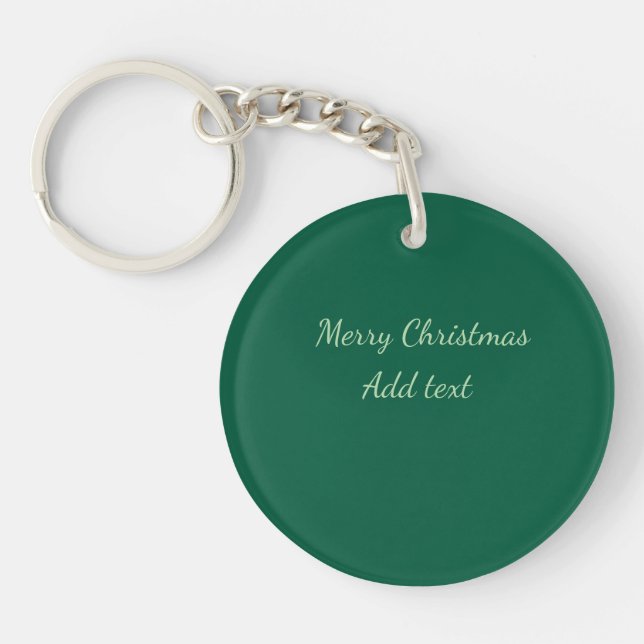 Merry Christmas green plain solo background holida Keychain (Front)