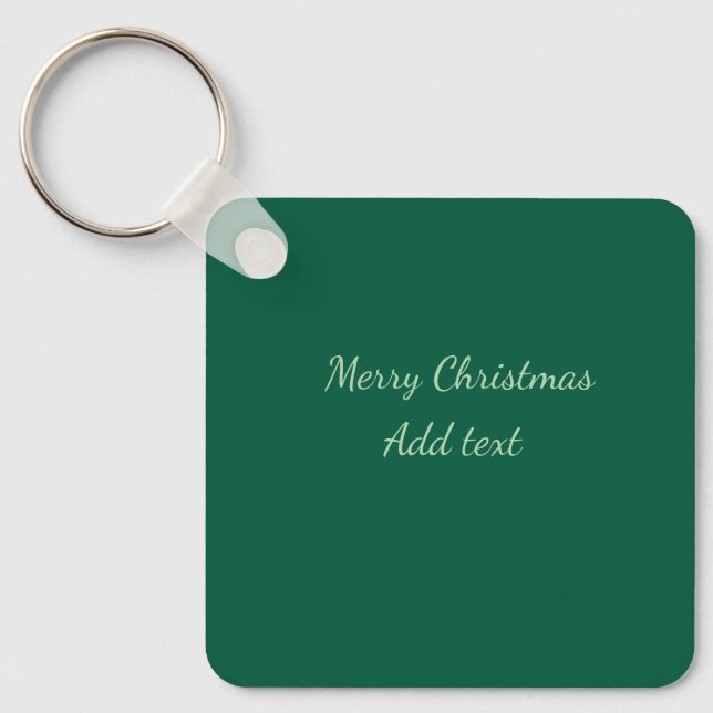 Merry Christmas green plain solo background holida Keychain (Front)