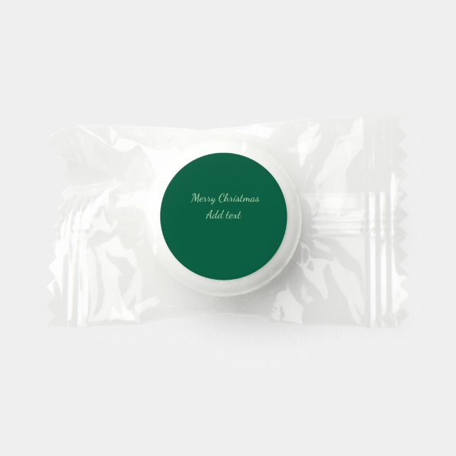 Merry Christmas green plain solo background holida Life Saver® Mints (Front)