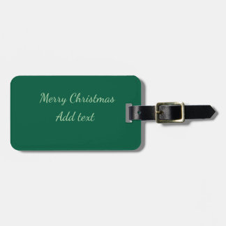 Merry Christmas green plain solo background holida Luggage Tag