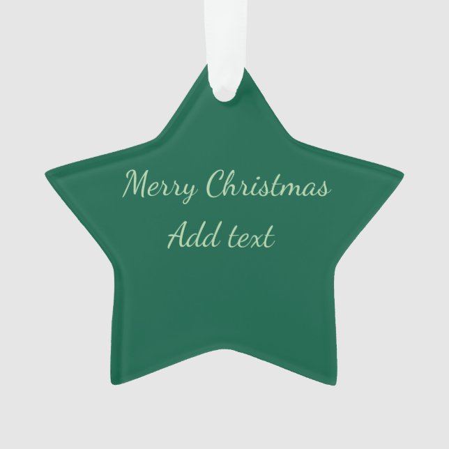 Merry Christmas green plain solo background holida Ornament (Front)