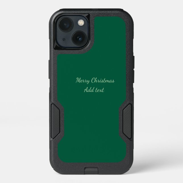 Merry Christmas green plain solo background holida Otterbox iPhone Case (Back)