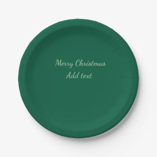 Merry Christmas green plain solo background holida Paper Plates