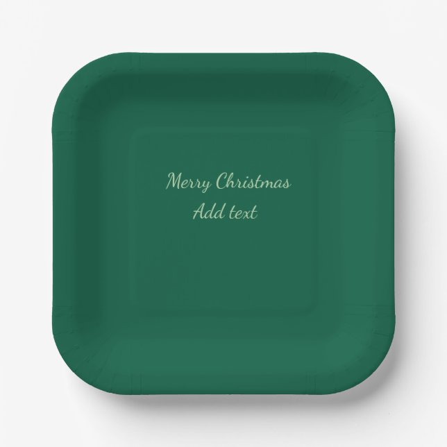 Merry Christmas green plain solo background holida Paper Plates (Front)
