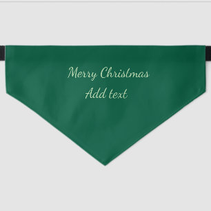 Merry Christmas green plain solo background holida Pet Bandana Collar