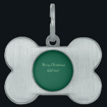 Merry Christmas green plain solo background holida Pet ID Tag<br><div class="desc">Design</div>
