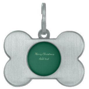 Merry Christmas green plain solo background holida Pet ID Tag