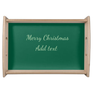 Merry Christmas green plain solo background holida Serving Tray
