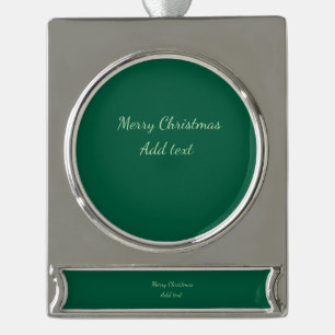 Merry Christmas green plain solo background holida Silver Plated Banner Ornament