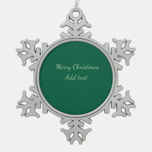 Merry Christmas green plain solo background holida Snowflake Pewter Christmas Ornament