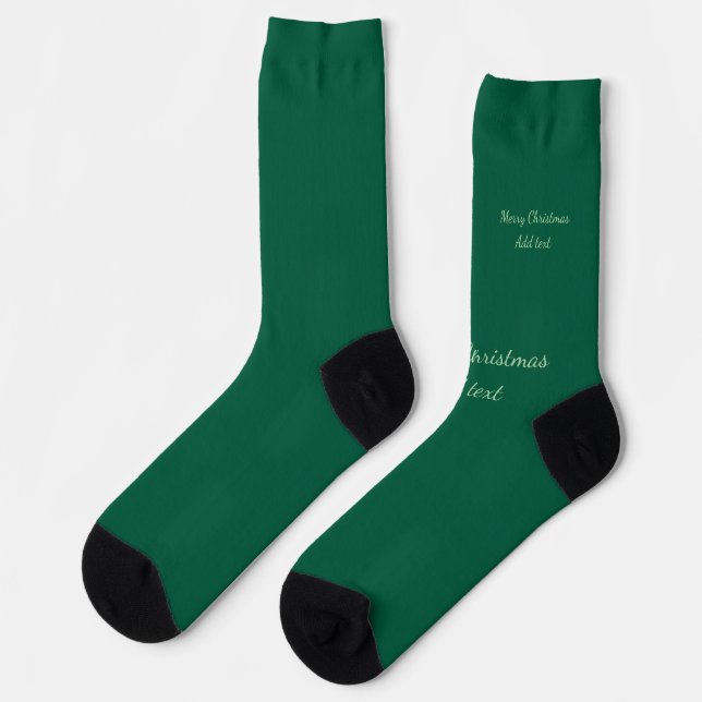 Merry Christmas green plain solo background holida Socks (Left)